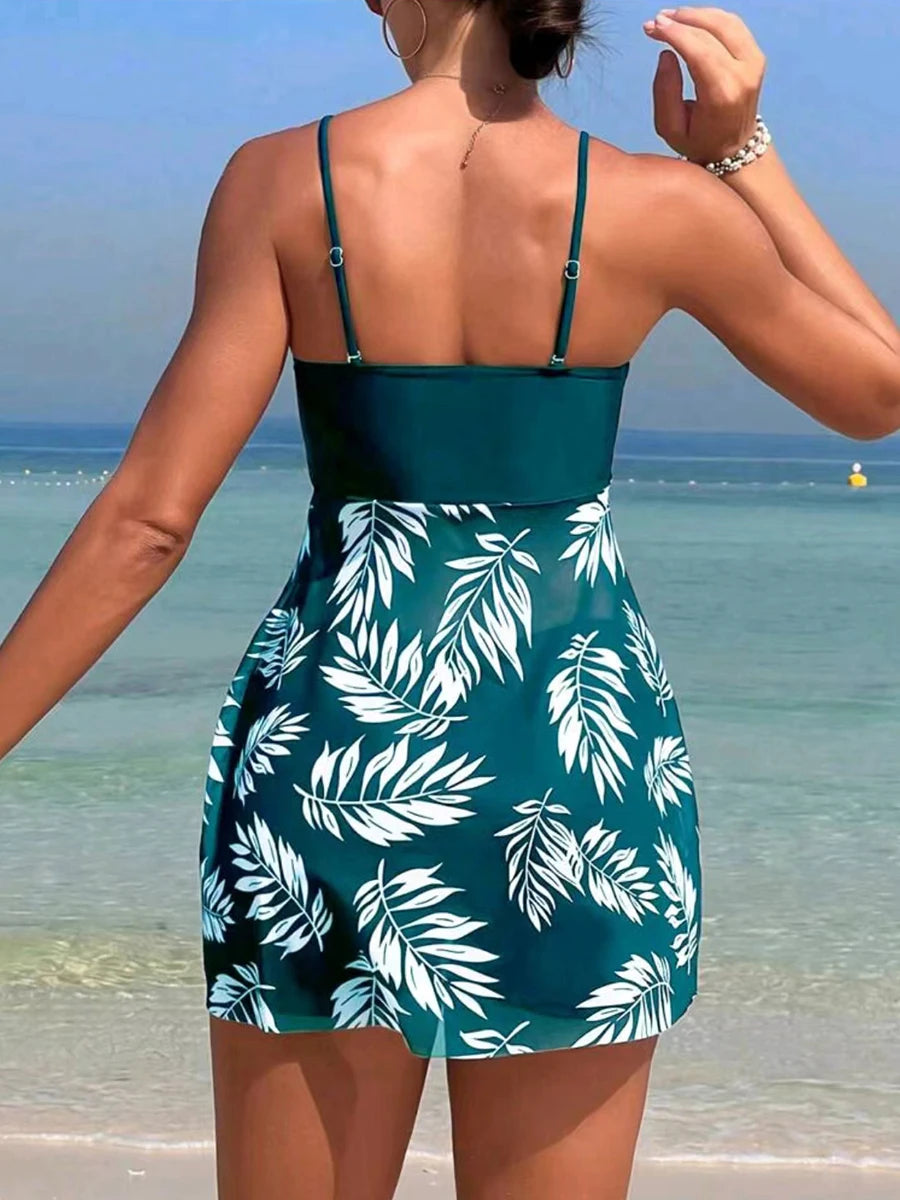 2 Piece Short Dress Tankini With Shorts Swimsuit Women's Swimwear Padded Printed Bathing Swim Suit Swimming Beachwear The Clothing Company Sydney