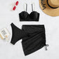 3 Piece Women's Swimsuit Off Shoulder Suspender Pure Cotton Fashion Backless Beach Split Swimwear