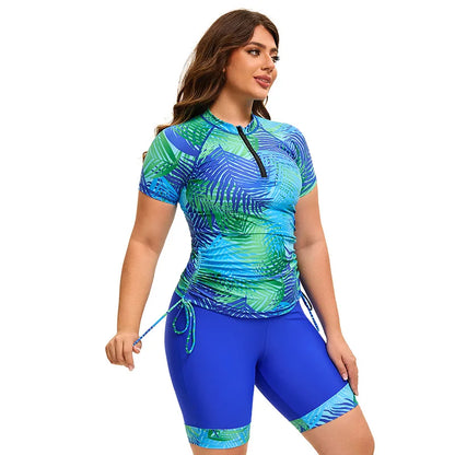 Women's plus size tropical plants printed tankini swimsuit and shorts set, 2-piece swimwear by The Clothing Company Sydney