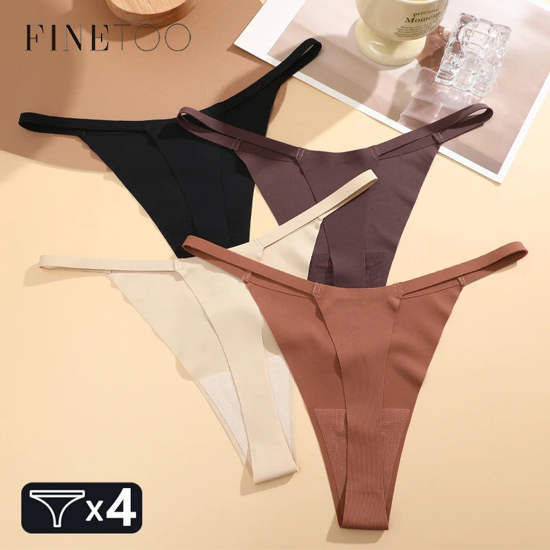 4 pack Seamless Ultra-thin Underwear Womens Thin Belt Panties Female High Stretch Thongs Breathable G-String Lingerie