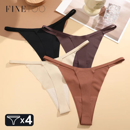 4 pack Seamless Ultra-thin Underwear Womens Thin Belt Panties Female High Stretch Thongs Breathable G-String Lingerie