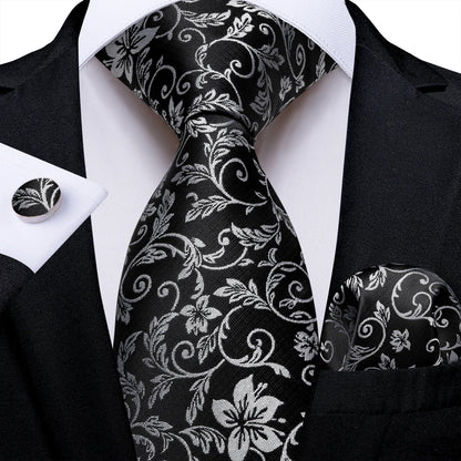 Gray Paisley Silk Tie Set – Men’s Wedding Tie, Pocket Square & Cufflinks The Clothing Company Sydney