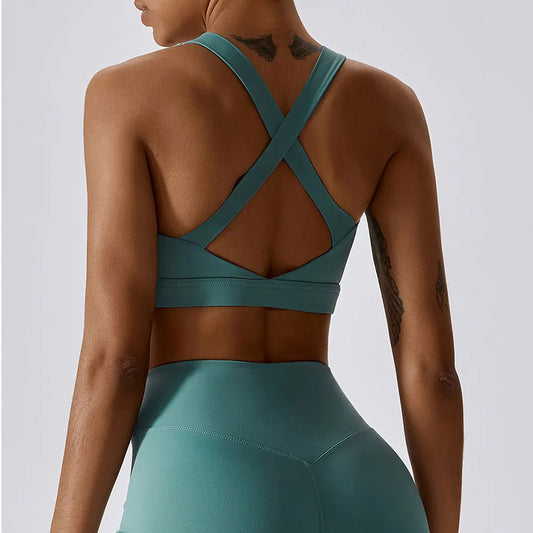 Crossed Shoulder Strap Yoga Bra Chest Pad Running Sports Bra Gym Top Women Stretch Pull Up Underwear Vest Fitness Tank Top The Clothing Company Sydney