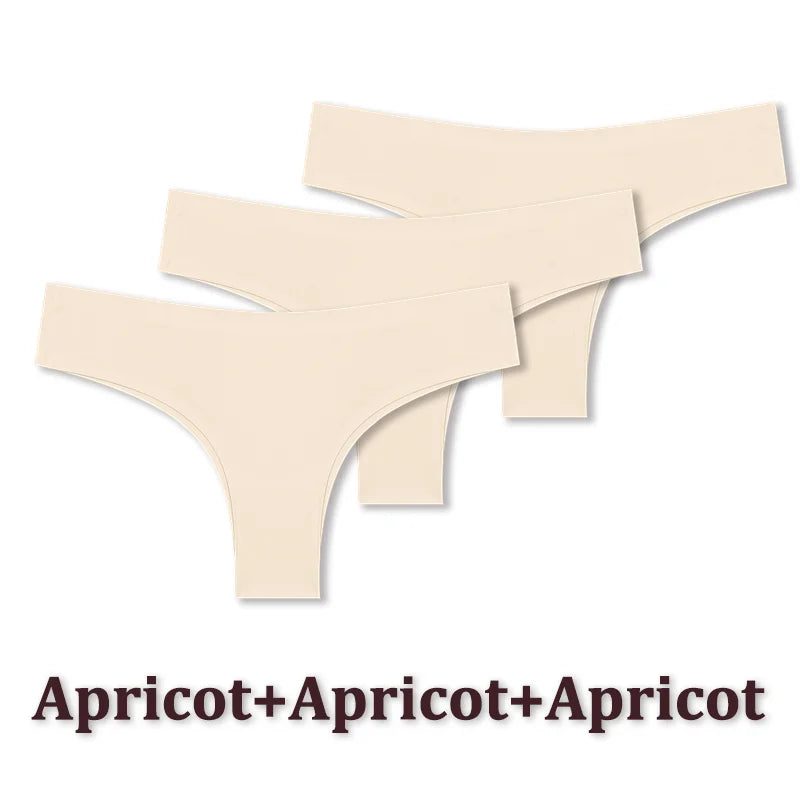 3 Pack Seamless Ultra-thin Panties Women Ice Silk Underwear Panty Low Waist G-string Briefs
