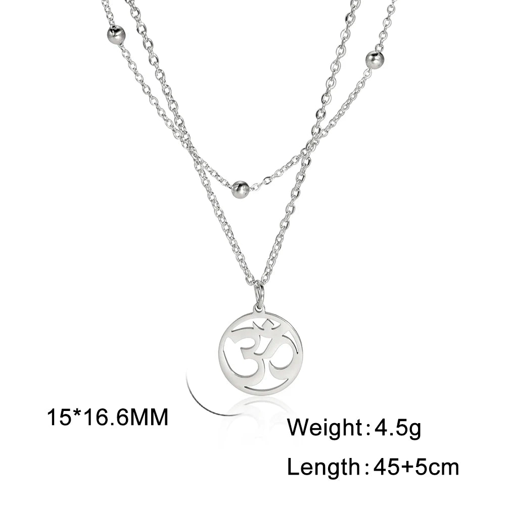 Hindu Yoga Om Aum Necklace For Men Women Amulet Stainless Steel Jewellery Shiva Accessories