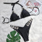 Rhinestone Two 2 Piece Swimsuit Crystal Thong String Bikini Set Women Swimwear Beach Wear Bathing Suit