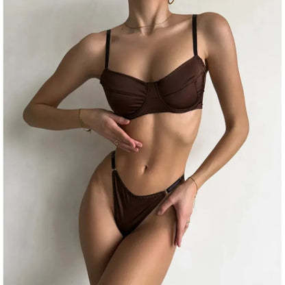 2 Piece Satin Lingerie Fancy Patchwork Bras And Thongs Underwear Suits Intimate Set The Clothing Company Sydney