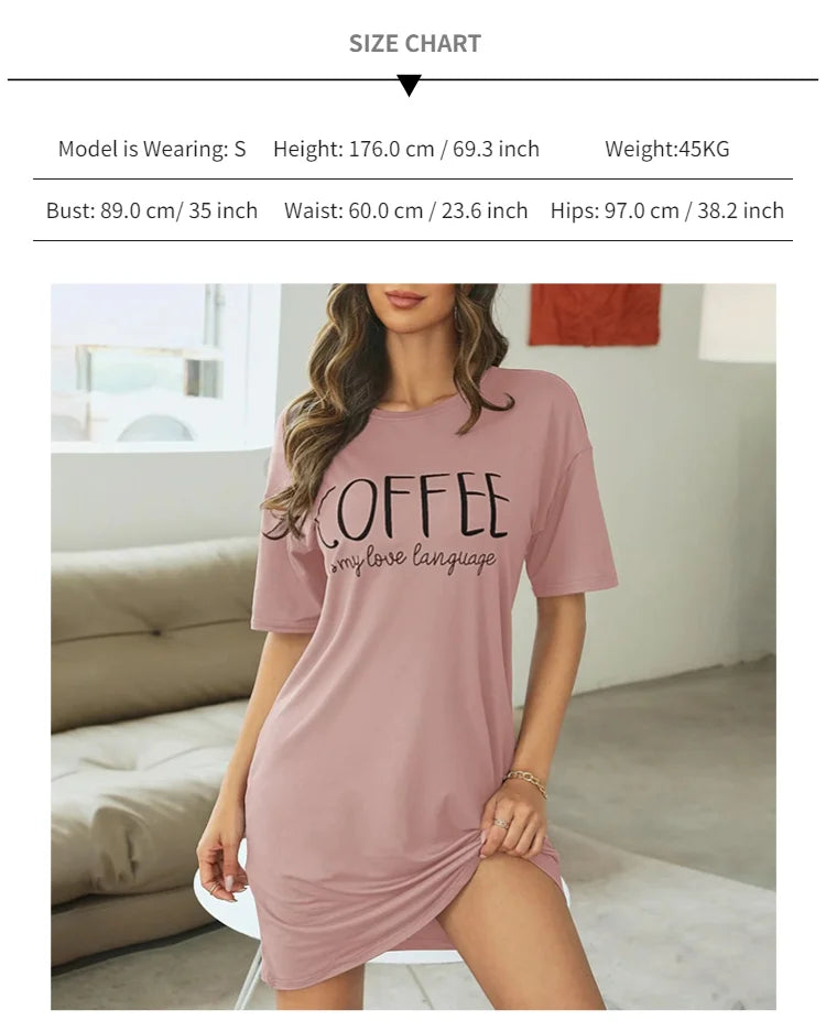 Women's Nightdress Short Sleeve Cartoon Nightgowns Sweet Casual Sleepwear Pyjamas Sleepdress The Clothing Company Sydney