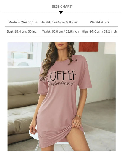 Women's Nightdress Short Sleeve Cartoon Nightgowns Sweet Casual Sleepwear Pyjamas Sleepdress The Clothing Company Sydney