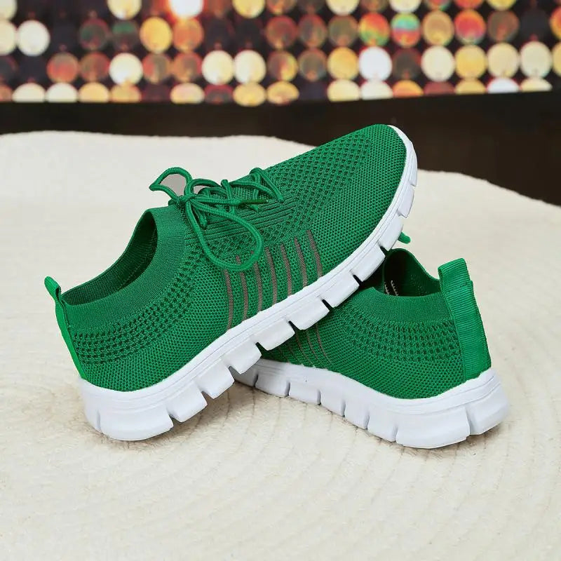 Mesh Breathable Soft Sole Sneakers Lightweight Non-Slip Running Walking Casual Lace Up Flats Shoes