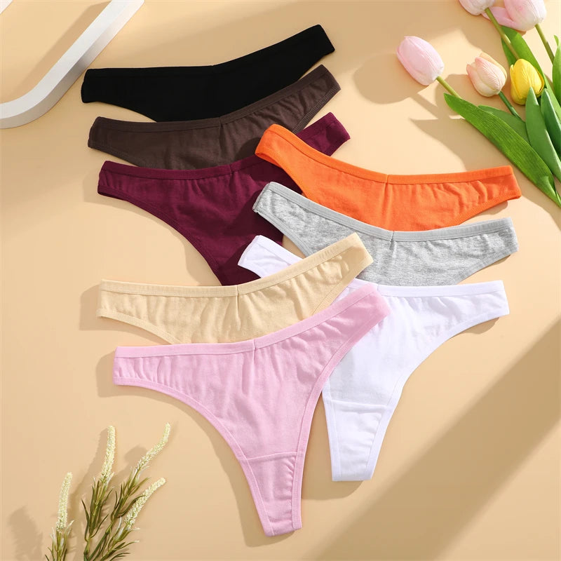3 Pack Cotton Seamless Panties Comfort Underwear Women Low Waist Breathable Thongs Solid Sport G-String Soft Lingerie