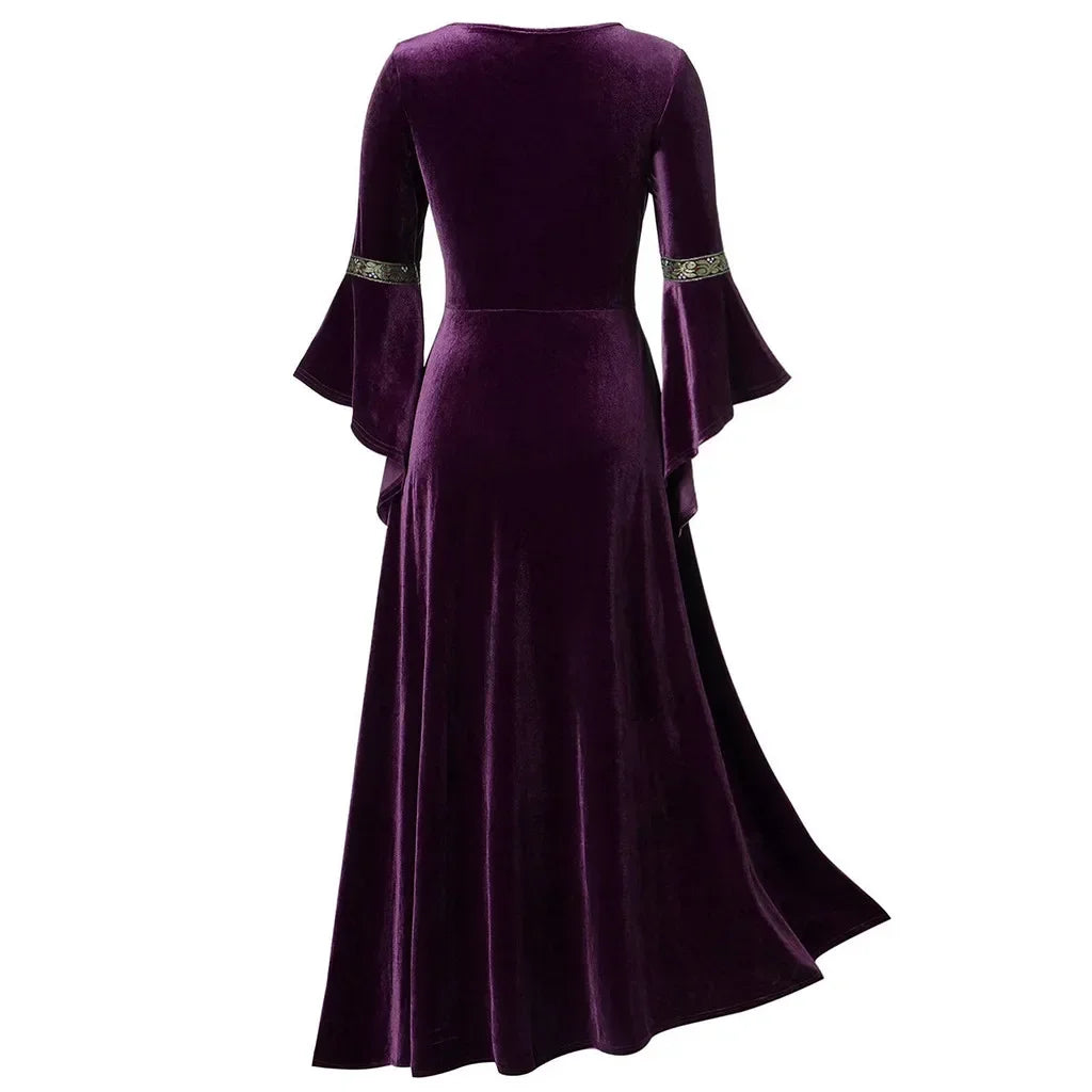 Halloween Costume Long Sleeve Medieval Cosplay Vintage Vampire Witch Victorian Gothic Bandage Dress