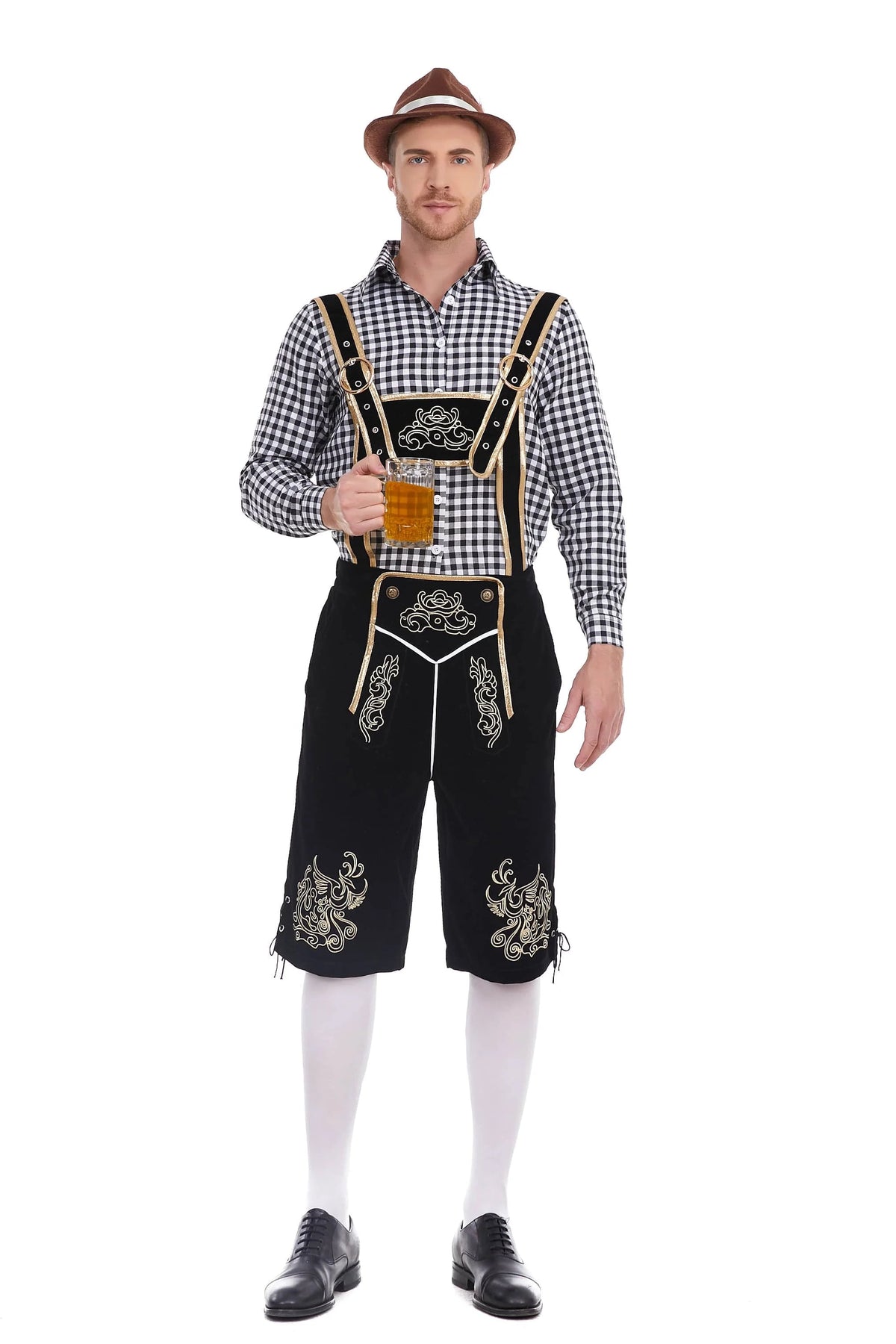 Men's Three Piece Oktoberfest Lederhosen Costume Bavarian German Festivals Suspenders Shirt Hat Male Cosplay Costume The Clothing Company Sydney