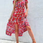 Short Sleeves V Neck Vintage Floral Boho Printed Slit Midi Dresses A Line Bohemian Summer Beach Dress The Clothing Company Sydney