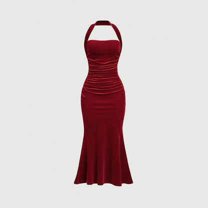 Women's Summer Elegant Plain Sleeveless Halter Neck Wrap Maxi Prom Dresses The Clothing Company Sydney