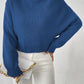 Women's Ribbed Knitted Sweater Mock Neck Long Sleeve Pullover High Neck Drop Shoulder Jumper