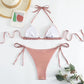 2 Piece Shiny Triangle Micro Thong Bikinis Sets Swimsuit Mini Swimwear Bathing Swiming Suits