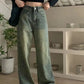 Vintage Baggy Straight Denim Trousers Y2K High Waist Loose Wide Leg Jeans Women Streetwear All-Match Casual Pants