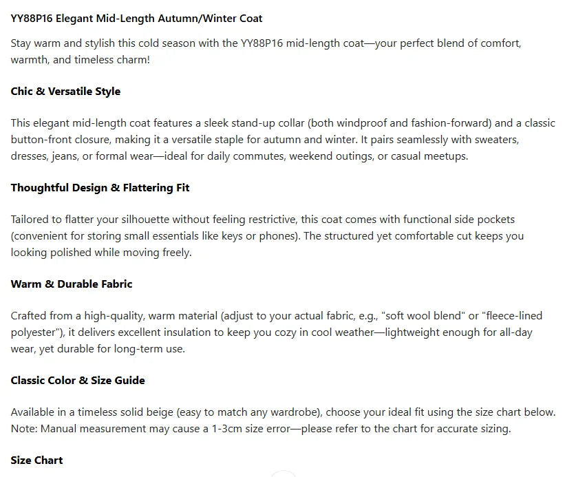 Women's Casual Stand Collar Long Wool Autumn/Winter Outerwear Coat Jacket The Clothing Company Sydney