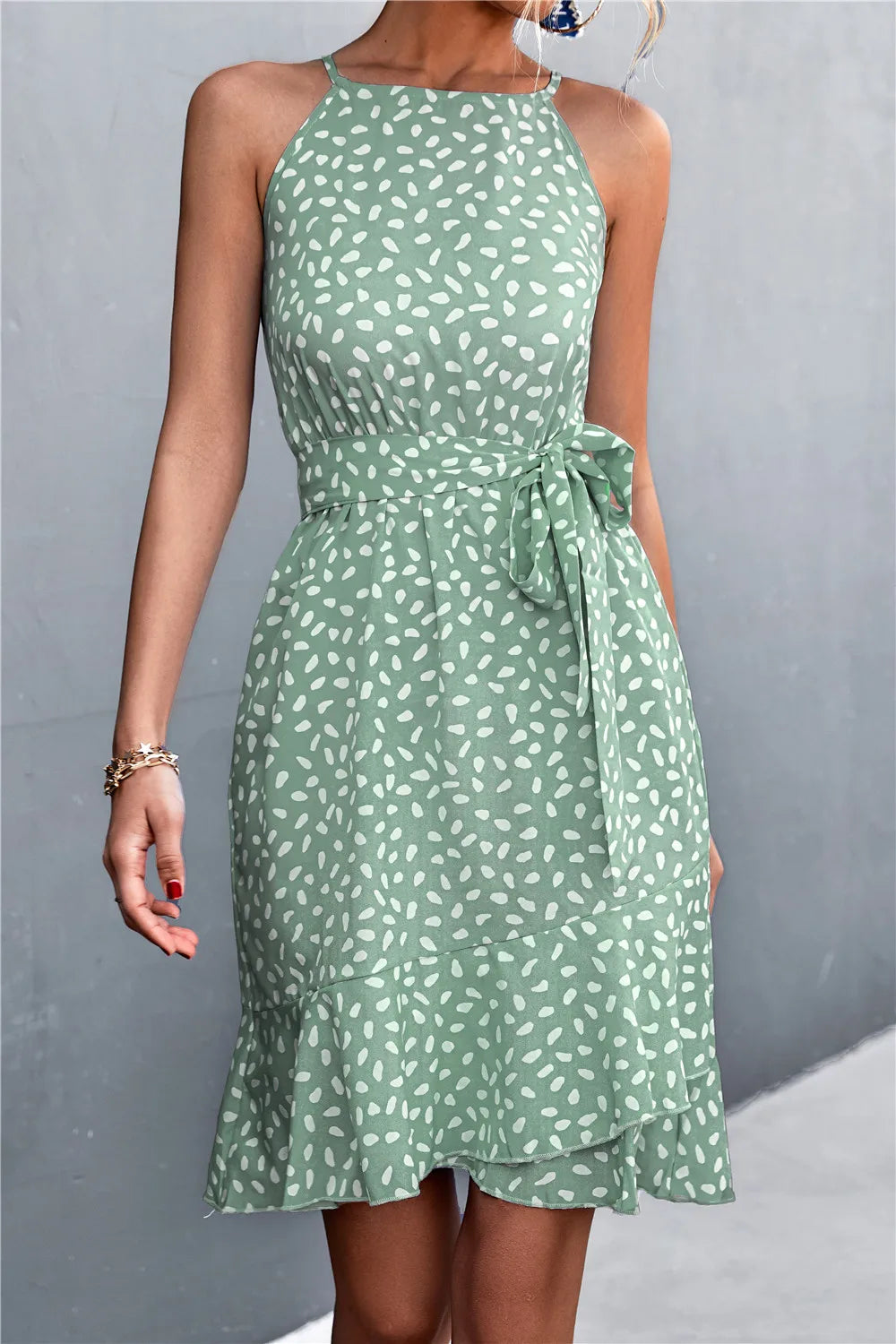 Summer Boho Dress Women Floral Print Mini Female Spaghetti Strap Short Dress Ladies Lace Up Slim Sleeveless Dress The Clothing Company Sydney