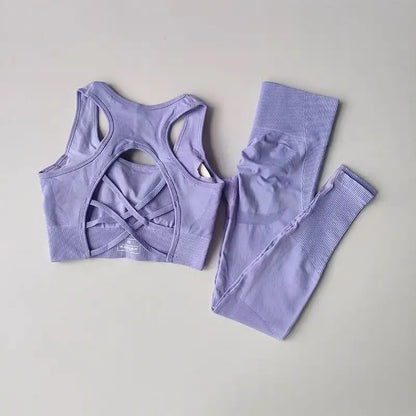 2 Piece Sports Bra Women's Matching Set Fitness Tank Top Bra Shockproof Running Leggings Yoga Suit Criss Cross Back Bra Clothing