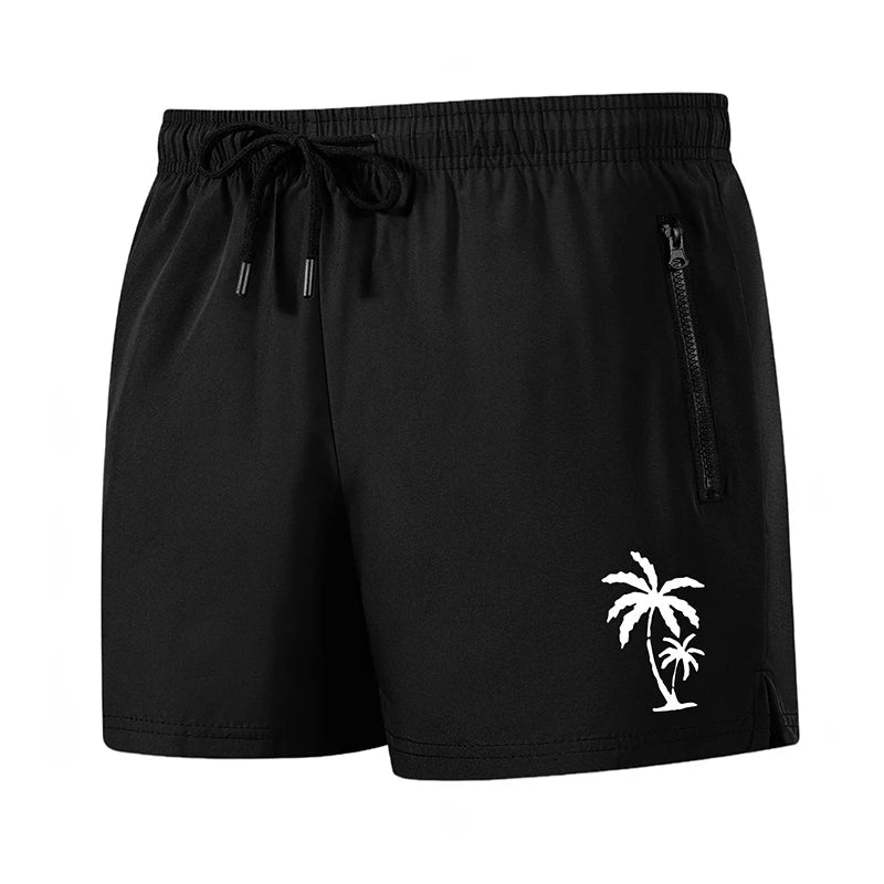 Men's Palm Tree Print Board Shorts Summer Casual Beach Mesh Liner Zipper Pockets Quick Dry Swim Trunks Swimwear The Clothing Company Sydney