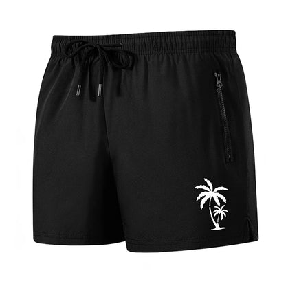 Men's Palm Tree Print Board Shorts Summer Casual Beach Mesh Liner Zipper Pockets Quick Dry Swim Trunks Swimwear The Clothing Company Sydney