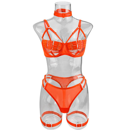 5-Piece Costume Hollow Underwear Sensual Open Bra Outfits Lingerie Set - The Clothing Company Sydney