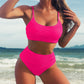 2 Piece Wrinkled Crinkled High Waist Bikini Swimsuit Women Swimwear Bather Bathing Suit Bikini Set The Clothing Company Sydney