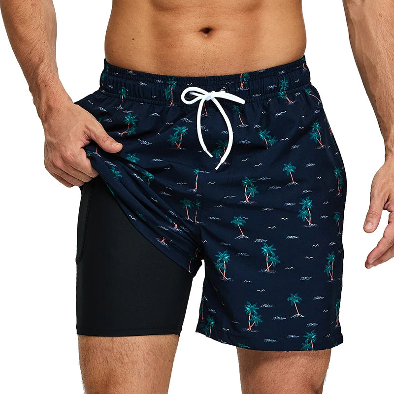 Men's Shorts Breathable Long Lining Gym Homme Quick Dry Zipper Pocket Beach Shorts Swim Trunks The Clothing Company Sydney