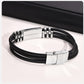 Custom Men's Bracelets, 11.5mm Laser Stainless Steel Bangle, Black Silicone Wristband Gift Jewellery The Clothing Company Sydney