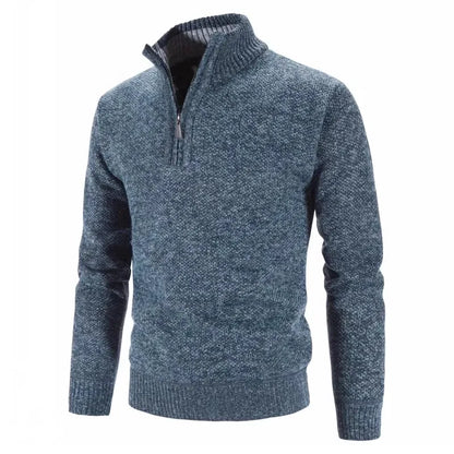Long Sleeve Knitted Sweater Men Pullovers Solid Color Zipper Mock Neck Slim Fit Knit Pullovers Casual Sweater The Clothing Company Sydney