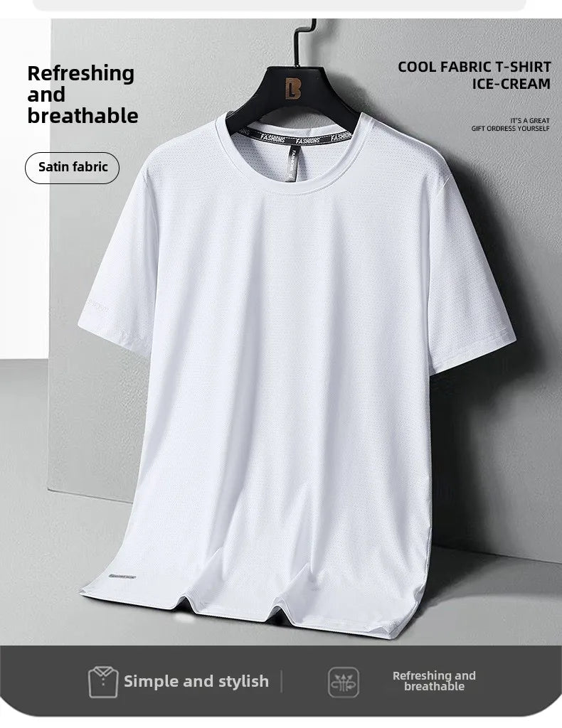 Ice Silk T-Shirts Men Plus Size Tshirt Tee Shirt Breathable Running Top