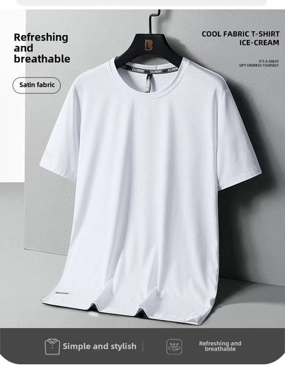 Ice Silk T-Shirts Men Plus Size Tshirt Tee Shirt Breathable Running Top