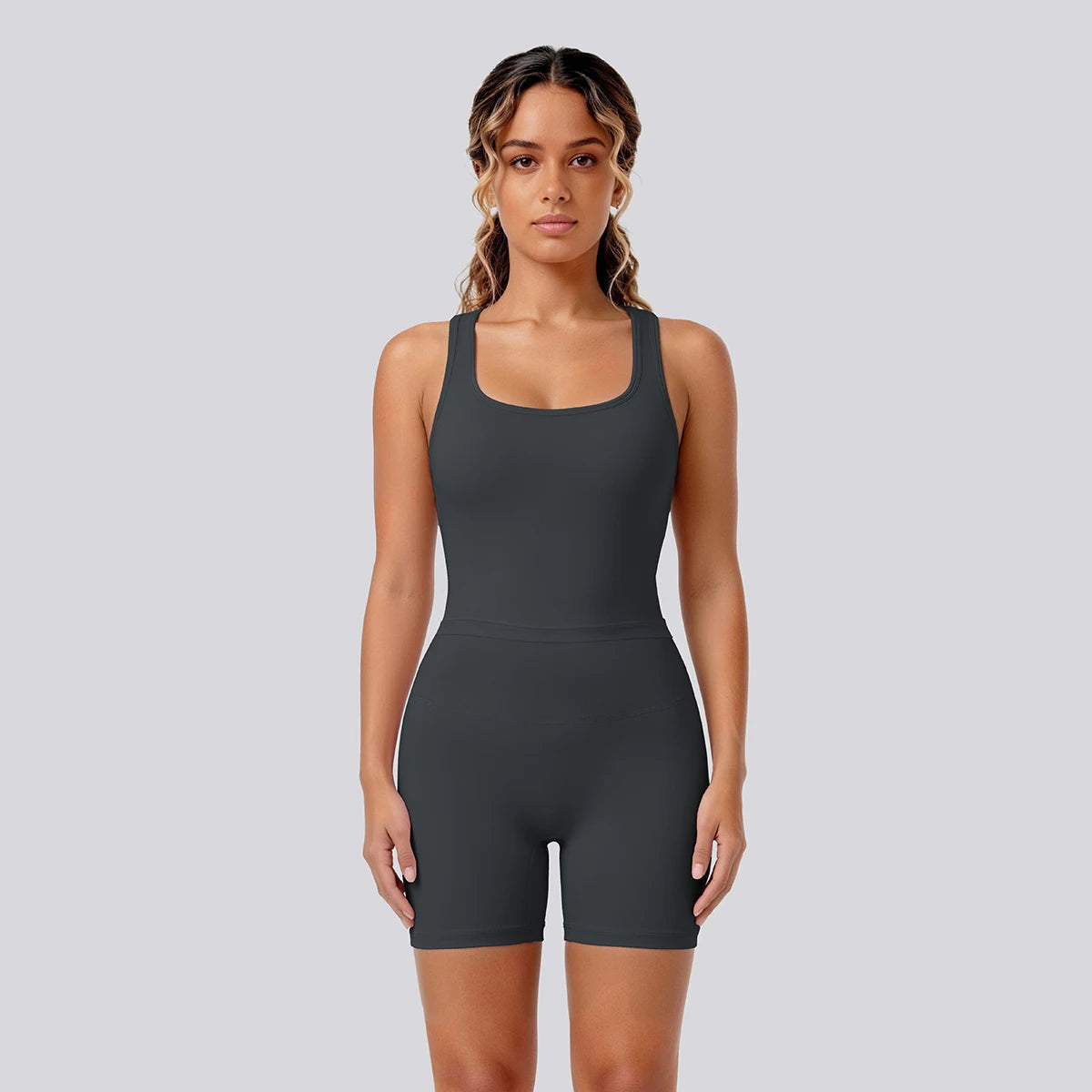 2 Piece Women's Breathable Workout Top I-shaped Vest  Push Up Quick-Dry Summer Yoga Shorts Matching Set