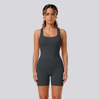 2 Piece Women's Breathable Workout Top I-shaped Vest  Push Up Quick-Dry Summer Yoga Shorts Matching Set
