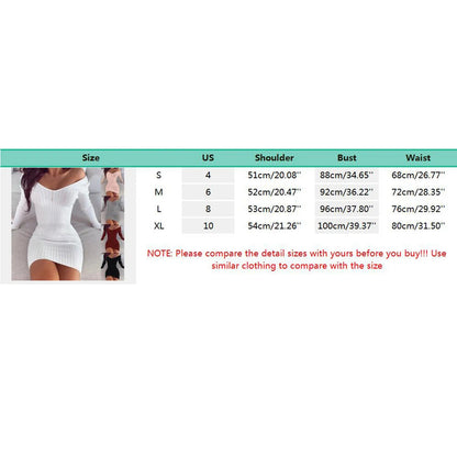 Slim Knitted Solid Color V Neck Long Sleeve Stretchy Short Bodycon Dress Autumn Winter Casual Short Dress The Clothing Company Sydney