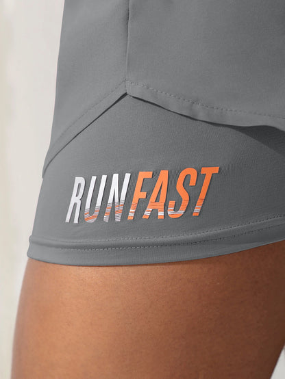 Women's High Rise Yoga Shorts With Elastic Running Shorts Two Pieces Pants With Inside Layer