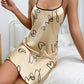 Heart  Letter Print Nightdress  Casual Round Neck Spaghetti Strap Sleep Women's Sleepwear  Dress