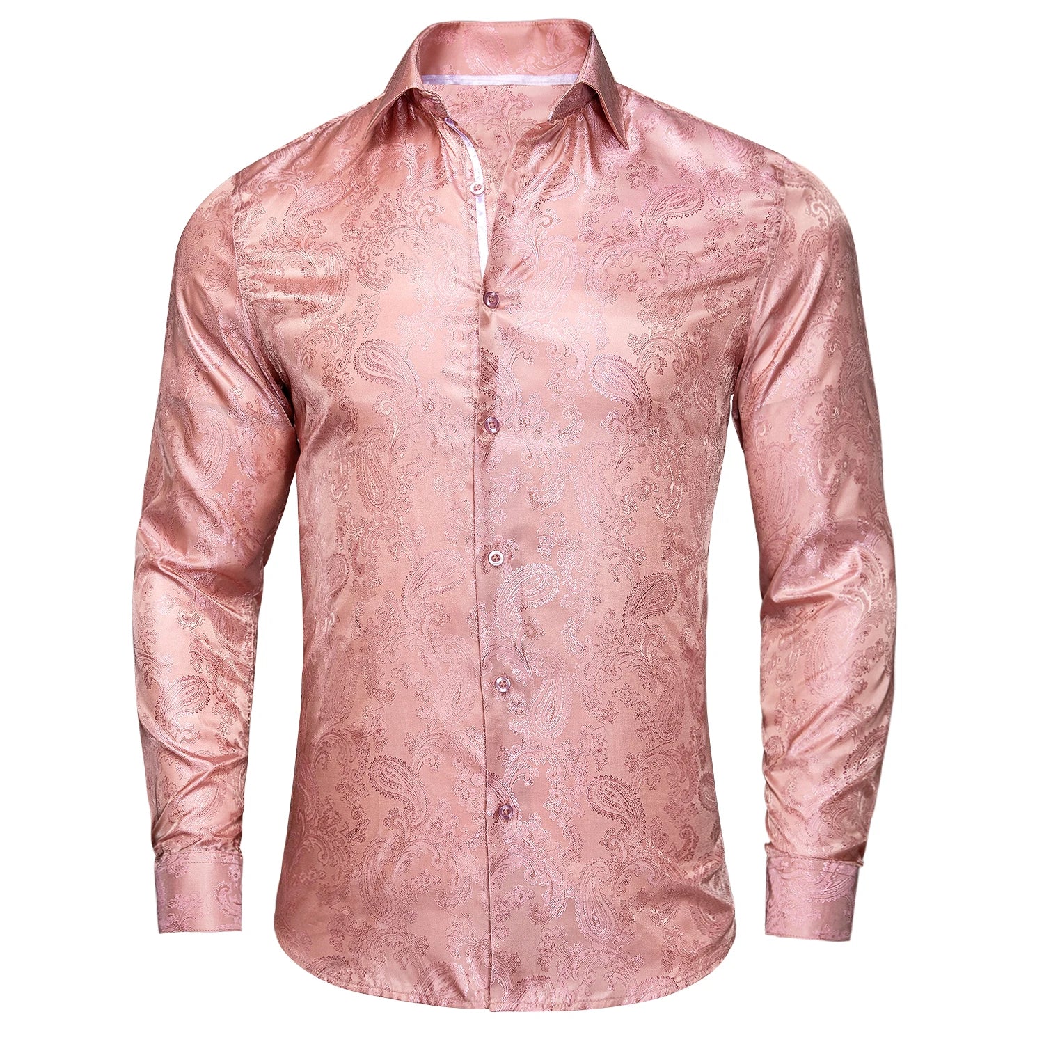 Hi-Tie Long Sleeve Silk Shirts for Men Suit Dress Outwear Male Slim Wedding Floral Paisley Gold Blue Red The Clothing Company Sydney