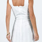 Sleeveless Short Mini Tank Square Neck Lace Trim A-line Dress