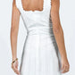 Sleeveless Short Mini Tank Square Neck Lace Trim A-line Dress