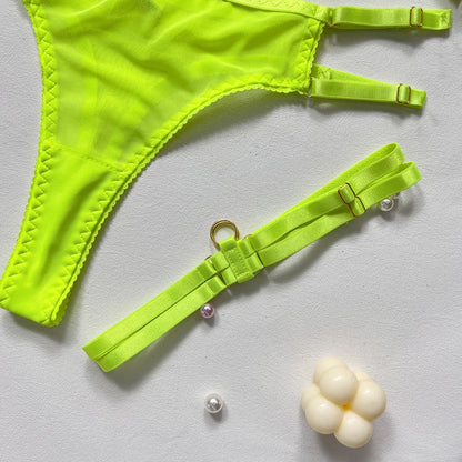 5-Piece Costume Hollow Underwear Sensual Open Bra Outfits Lingerie Set - The Clothing Company Sydney