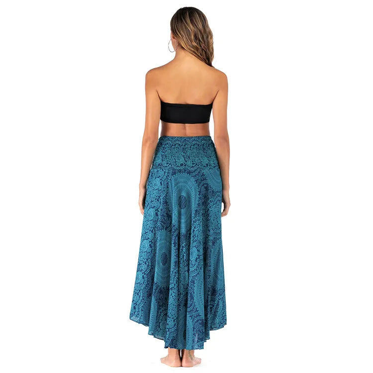 Bohemian Fashion Skirts Woman Long Boho Floral Elastic Waist Women's Skirt