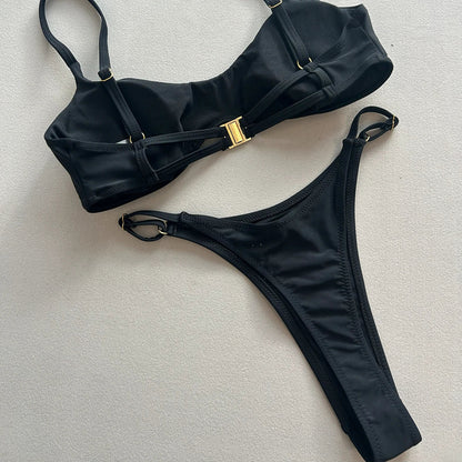 2 Piece Push Up Swimsuit Swimwear Bikini Set Black Biquini Bathing Suit Thong Swimming Suits Beachwear The Clothing Company Sydney