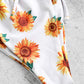 2 Piece Sunflower Print Tie Floss Bikini Swimwear