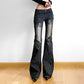 Vintage Floral Skinny Flare Jeans Denim Low Rise Y2K Chic Women's Trousers Distressed Gothic Pants The Clothing Company Sydney