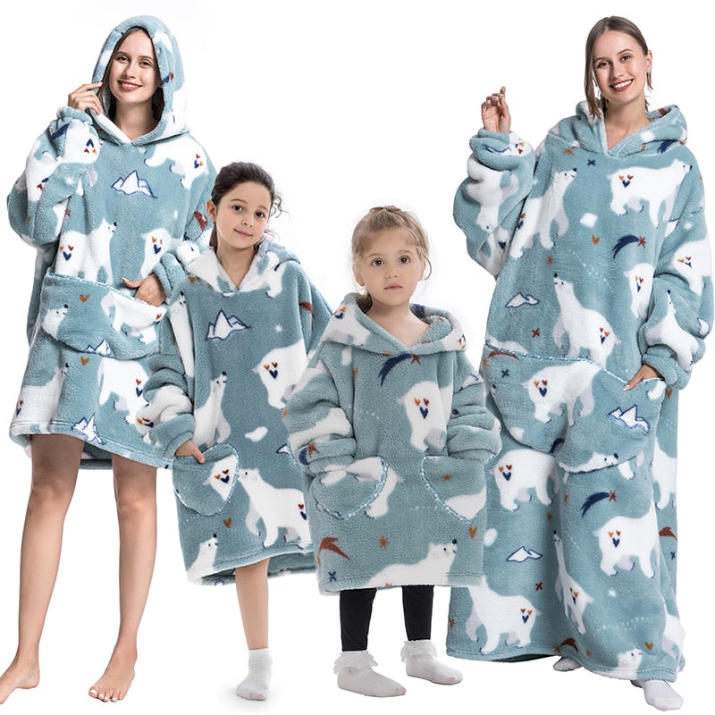 Family Hoodie Blanket for Winter Large Oversize Hoodie for Adult and Child Wearable Hooded Blanket The Clothing Company Sydney