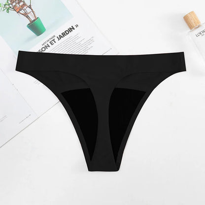 5 Pack Plus Size Seamless Thong Menstrual Panties Absorbency Period Underwear Leak Proof G-String Pants