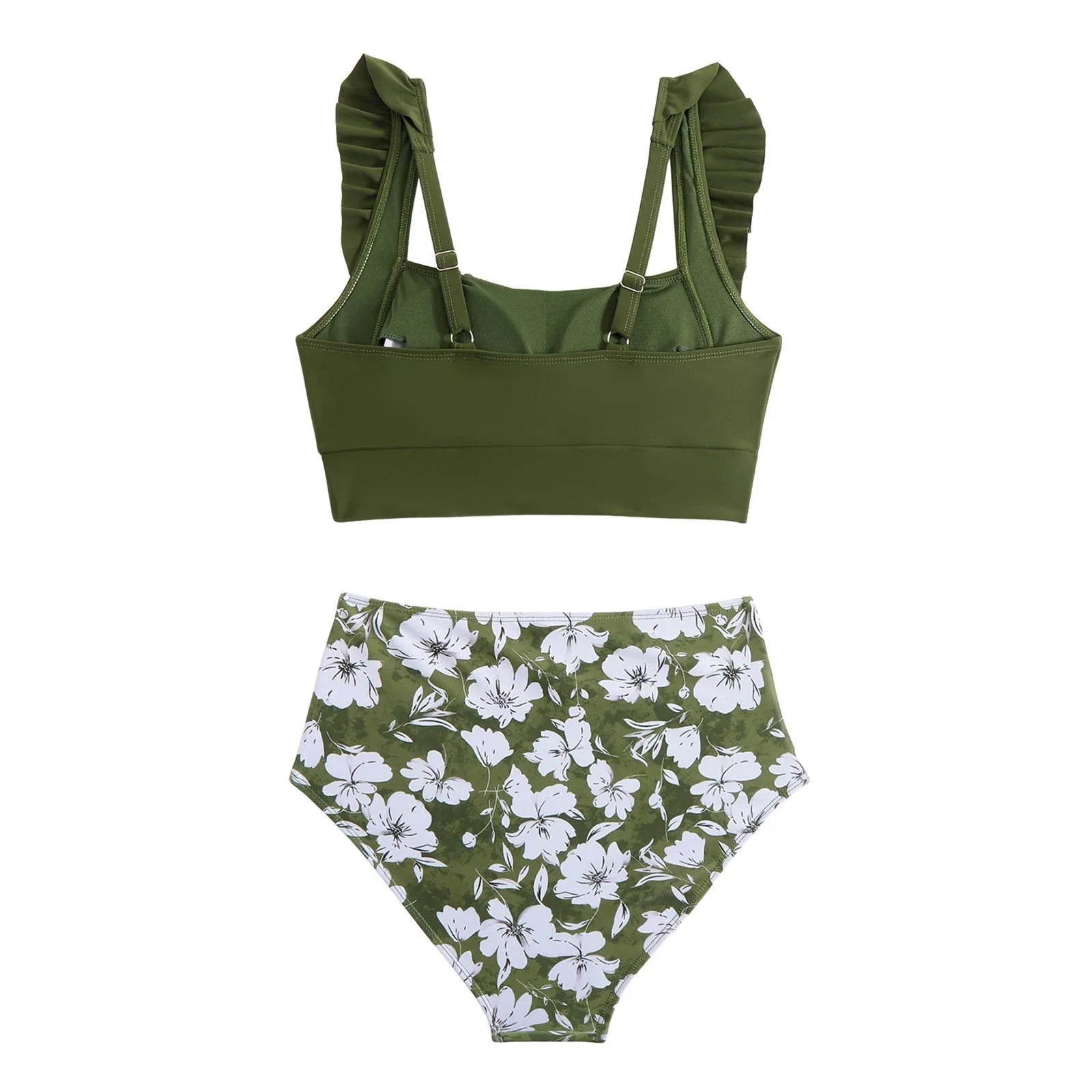 2 Piece Print Swimsuit Ruffle Swimwear Tops And High Waist Bikini Swim Shorts The Clothing Company Sydney